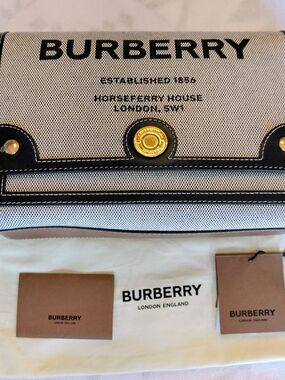 Burberry Canvas Logo Clutch in Gray and Black